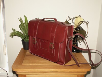 Martens cherry red kiev leather satchel crossbody messenger bag 15