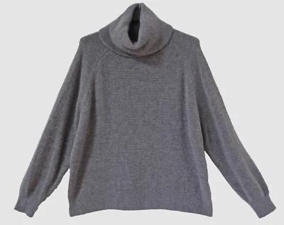 WASABI new! softer Flausch Pullover EG 44-46 + Baby-Alpaka + Rollkragen grau - Bild 1 von 3