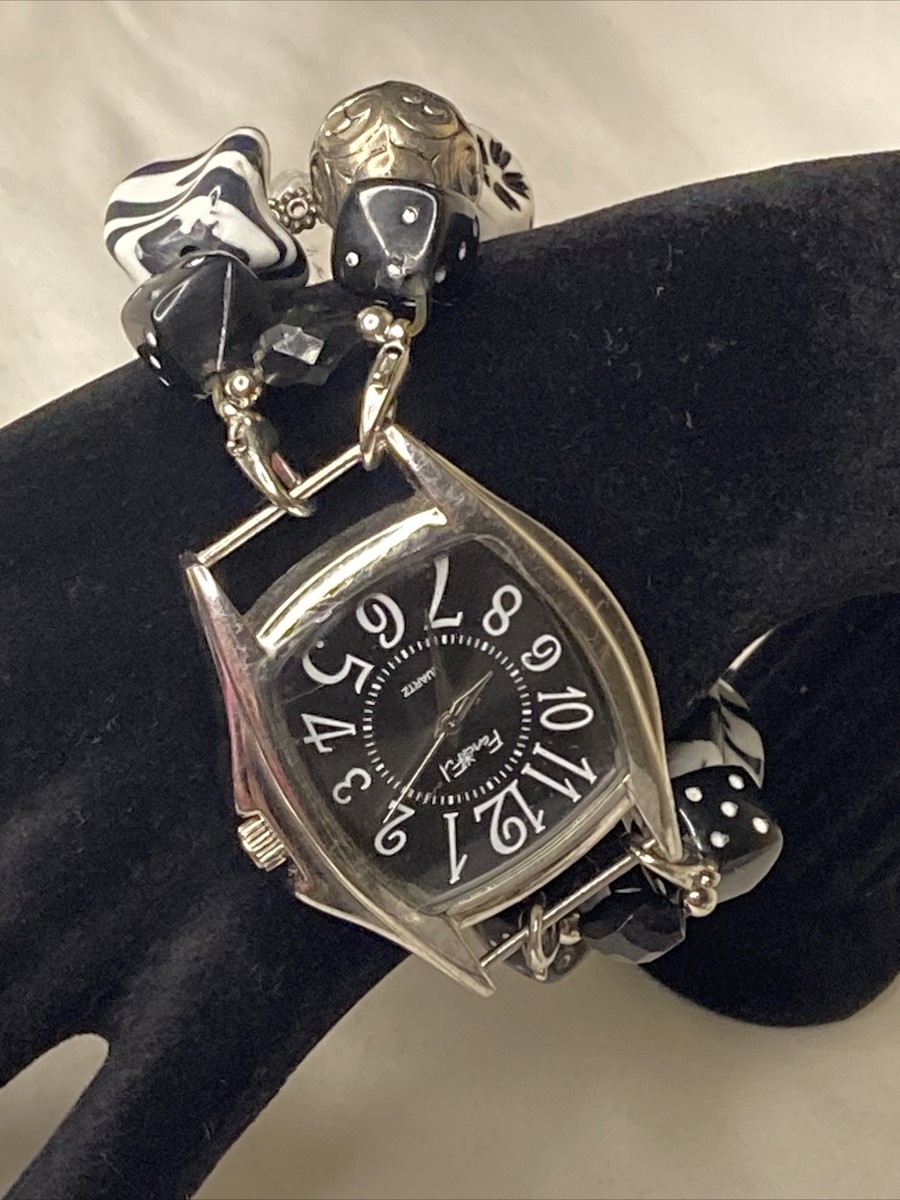 Vintage FanciFul Black & White Dice Beaded Stretch watch 8  display picture 1