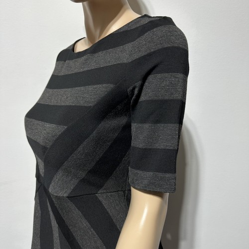 Anthropologie Maeve Geoplane Striped Dress Black Gray Sheath Pencil Size 8 - Picture 4 of 9