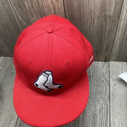 New Era 59FIFTY MLB Boston Red Sox Socks Baseball Cap Hat 100% Wool Size 8 Red - Picture 2 of 21