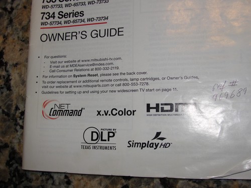 Mitsubishi Medallion Series 57" 1080P Rear-Projection DLP HDTV Model: WD-57734 - Picture 8 of 14