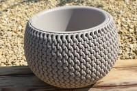 Blumentopf PflanzküBel ÜBertopf BlumenküBel Rund Mocca Strickoptik Einsatz