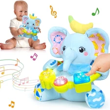 Musical Stuffed Animals Toys,Infant Early Learning Toys - blue elephant toy