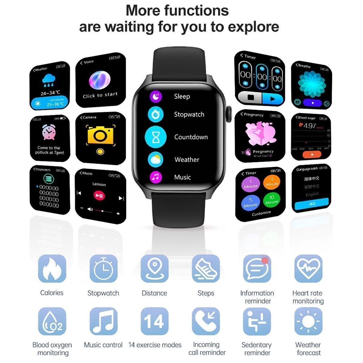 2024 Smart Watch For Men/Women Waterproof Smartwatch Bluetooth iPhone