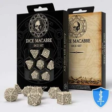 Q-Workshop Dice Macabre Dice Set (7) D&D RPG Skull Bones Halloween