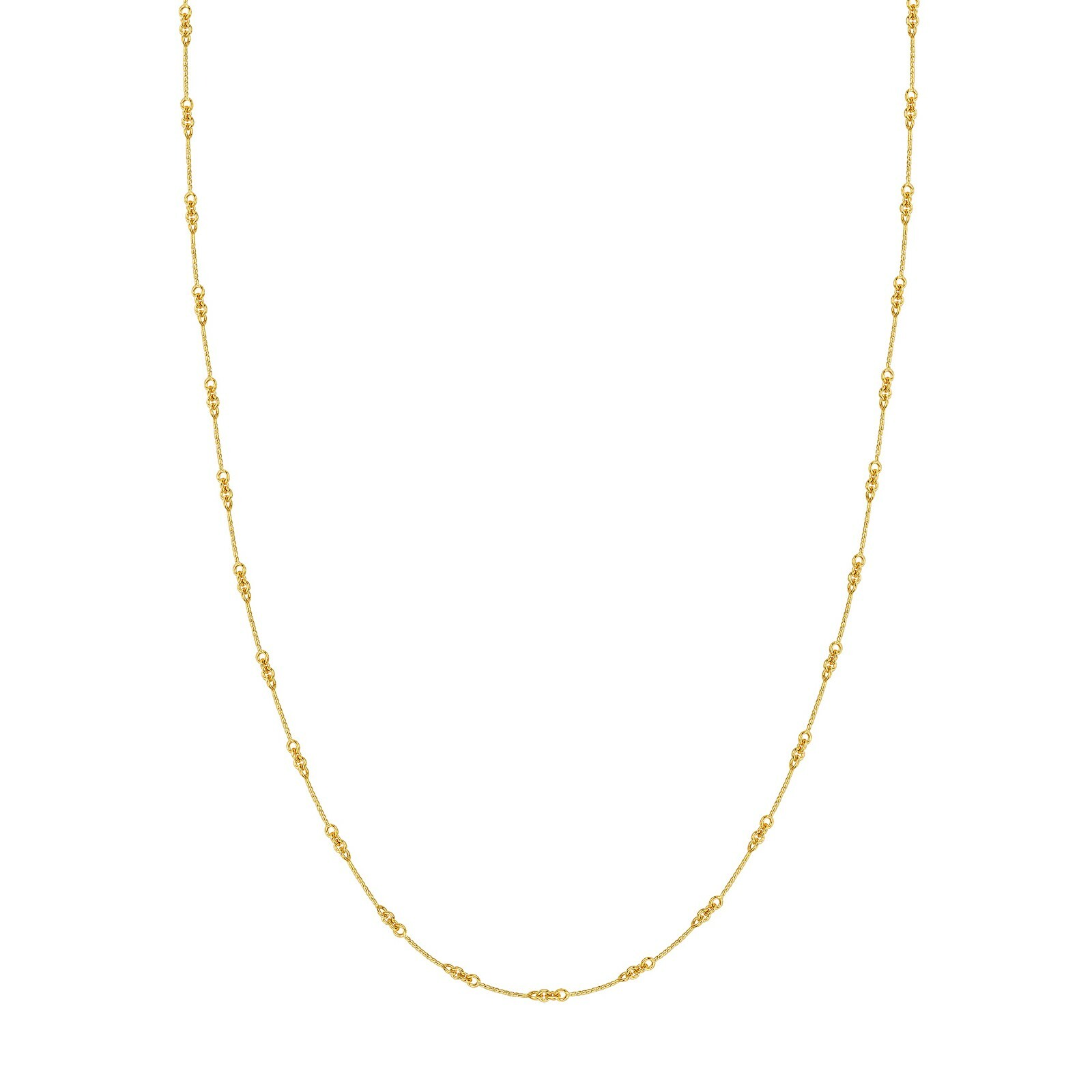 0.8mm Twisted Bar Cable Chain Necklace 14K Real Yellow Gold
