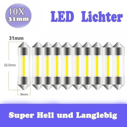 LED Innenbeleuchtung 31/36/39/41mm 12vC5W Weiß Doppelkopf Auto COB SMD Feiteng - Bild 12 von 18