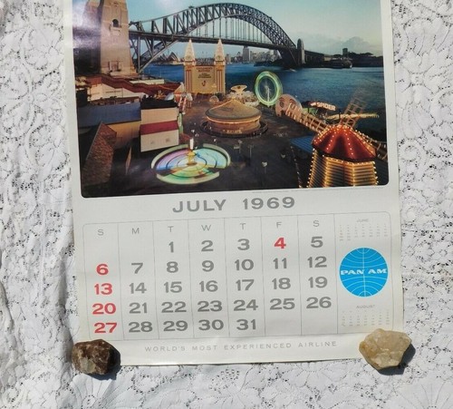 PÓSTER DE VIAJE DE COLECCIÓN PAN AMMERICAN AIRLINES CALENDARIO JULIO 1969 AUSTRALIA - Imagen 3 de 3