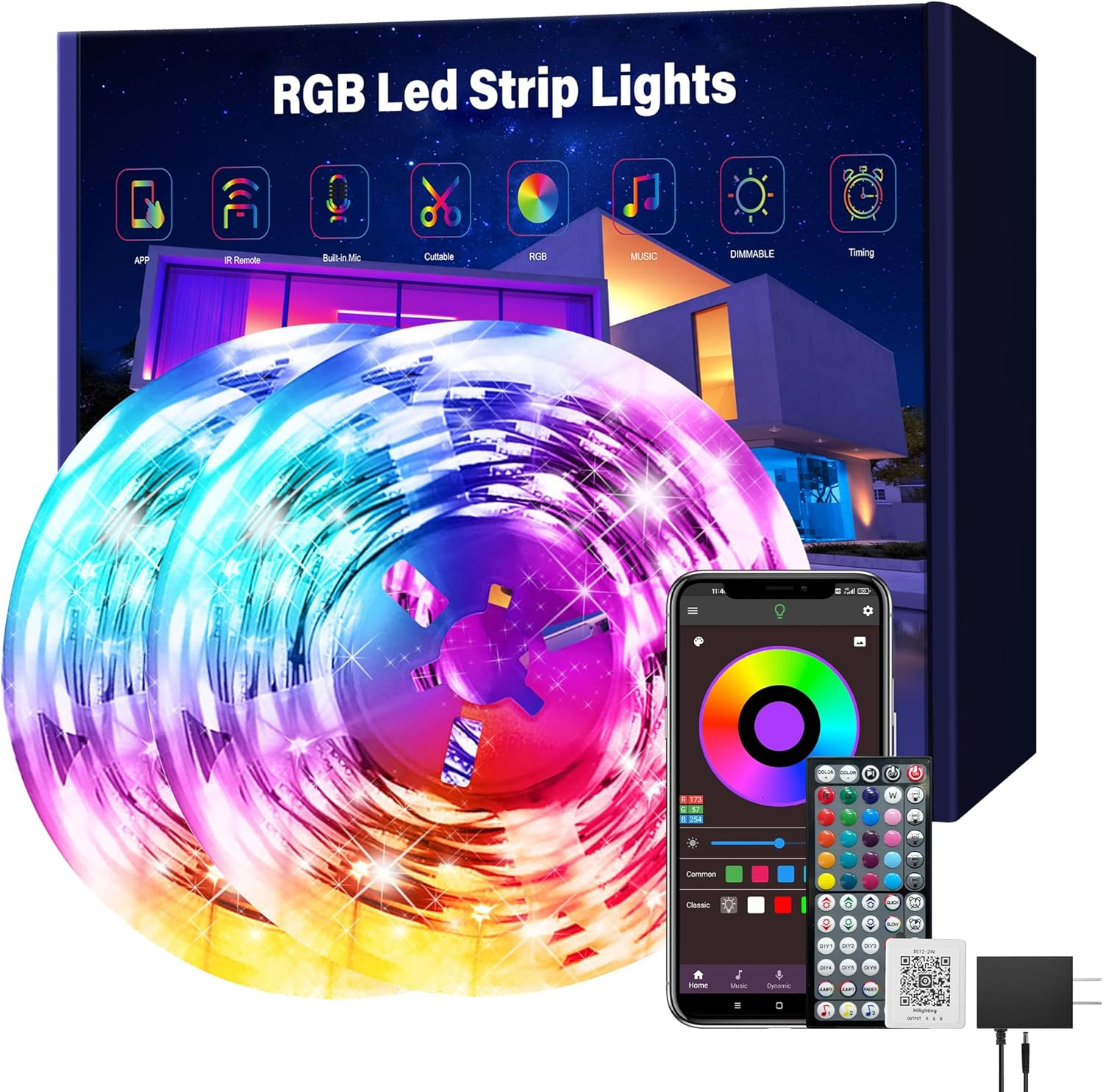 RGB LED Strip Lights 150FT Music Sync Bedroom