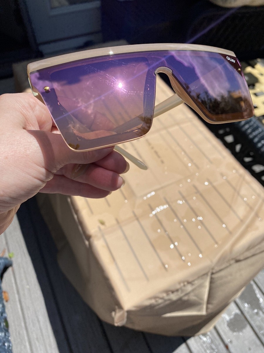 Quay HINDSIGHT Shield Ivory/Purp/Org Mirror Unisex Sunglasses. *•RARE & BNWT•* Quay Australia Hindsight Shield Ivory Purple Org Mirror  main image 3
