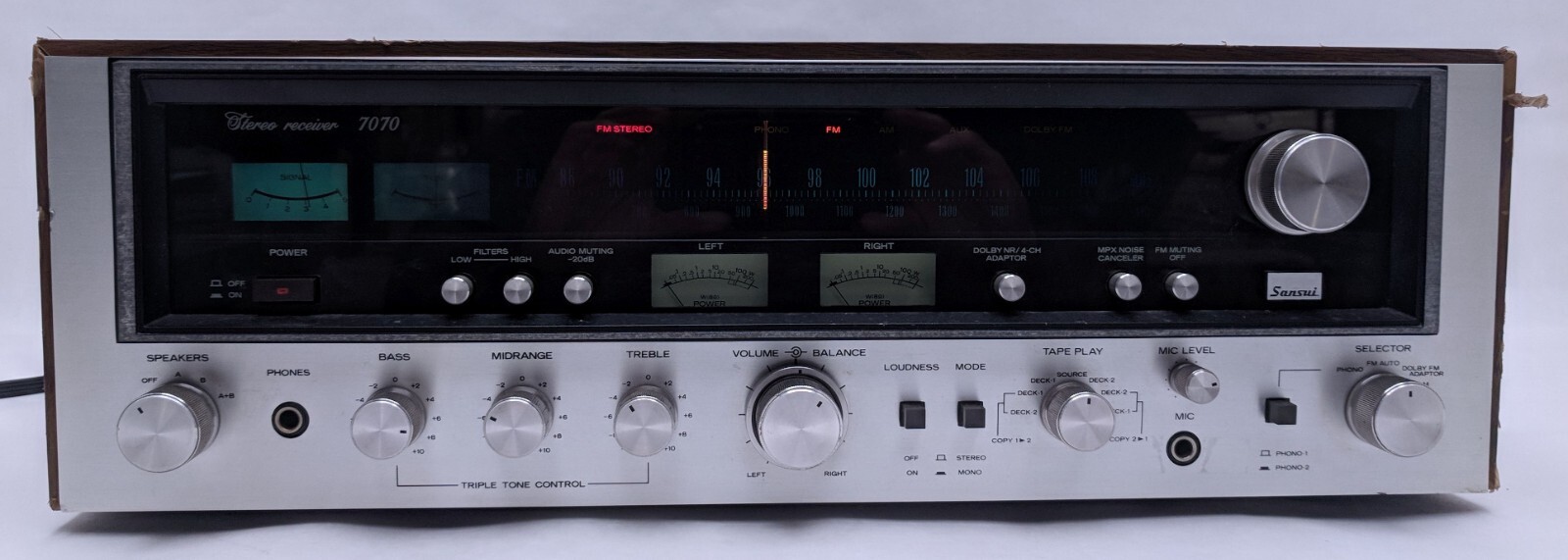 Vintage Sansui 7070 60 Watts Per Channel AM/FM Stereo Receiver No