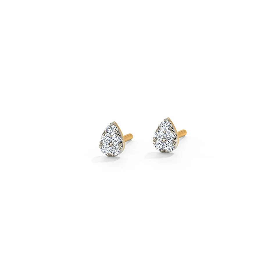 Pear Shape Diamond Stud Earrings | 14K/10K Gold Lab Grown Diamond Stud Earrings - Image 3 of 4