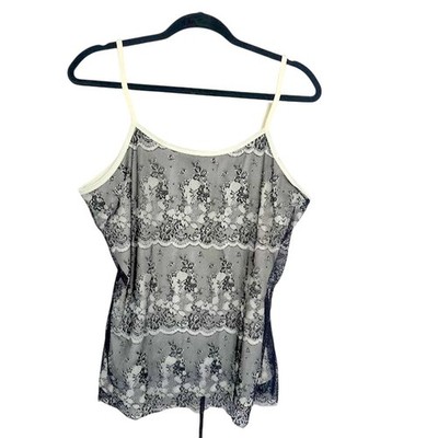 Vintage Y2K Fashion Bug Whimisgoth Goth Dark Academia Tank Top Black Lace 0X