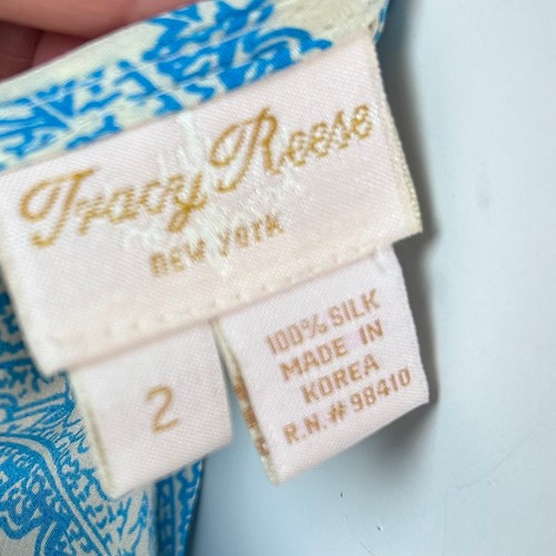 Tracy Reese dress size 2 Y2K maxi slip beaded corset cream blue silk vtg Mermaid - Picture 13 of 14