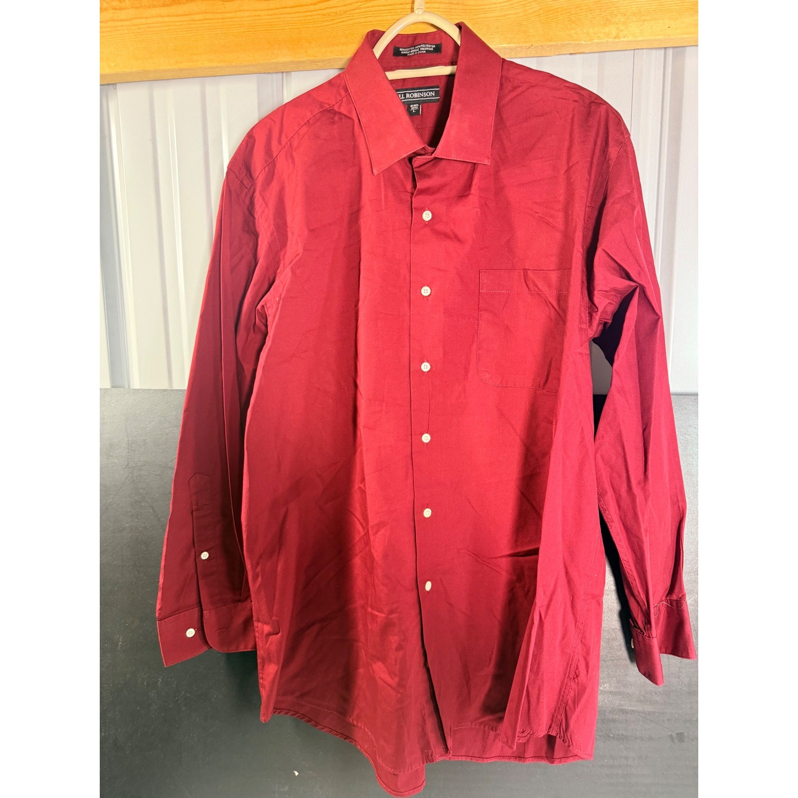 Bill Robinson Dress Shirt Mens L Red Excellent Long Sleeve Button Down