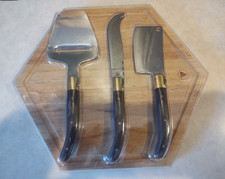 NEW laguiole cheese 3 knife set cutting board bee