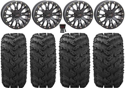 System 3 SB-4 Black (4+3) 14'' Wheels 27'' Reptile Tires Can-Am Commander Maverick