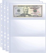 30 Pack 180 Pockets 11 Hole Currency Collection Sleeves, Cash Collecting Album