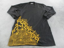 CLE CAL Men's Kaftan Embroidered Traditional Shirt Black Gold NWOT