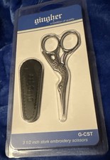Gingher Stork Embroidery Scissors 3 1/2in.-8cm With Protective Case, New In Box
