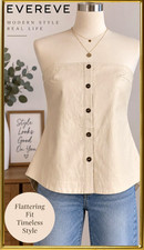 Evereve Strapless Button-Front Bustier Corset Top Beige Solid XL