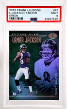 2018 Panini Illusions Lamar Jackson Trent Dilfer Green 52/99 PSA 9 RC Ravens