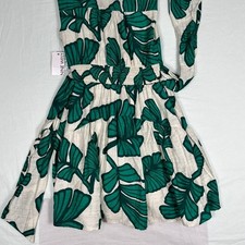 Nine West Dress Womens XS WW51Y330RP2 Green Palm Leaf Button-Down NEW