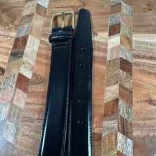 Brighton Mens 38 Black Genuine English Calf Leather Dress Belt Gold Buckle