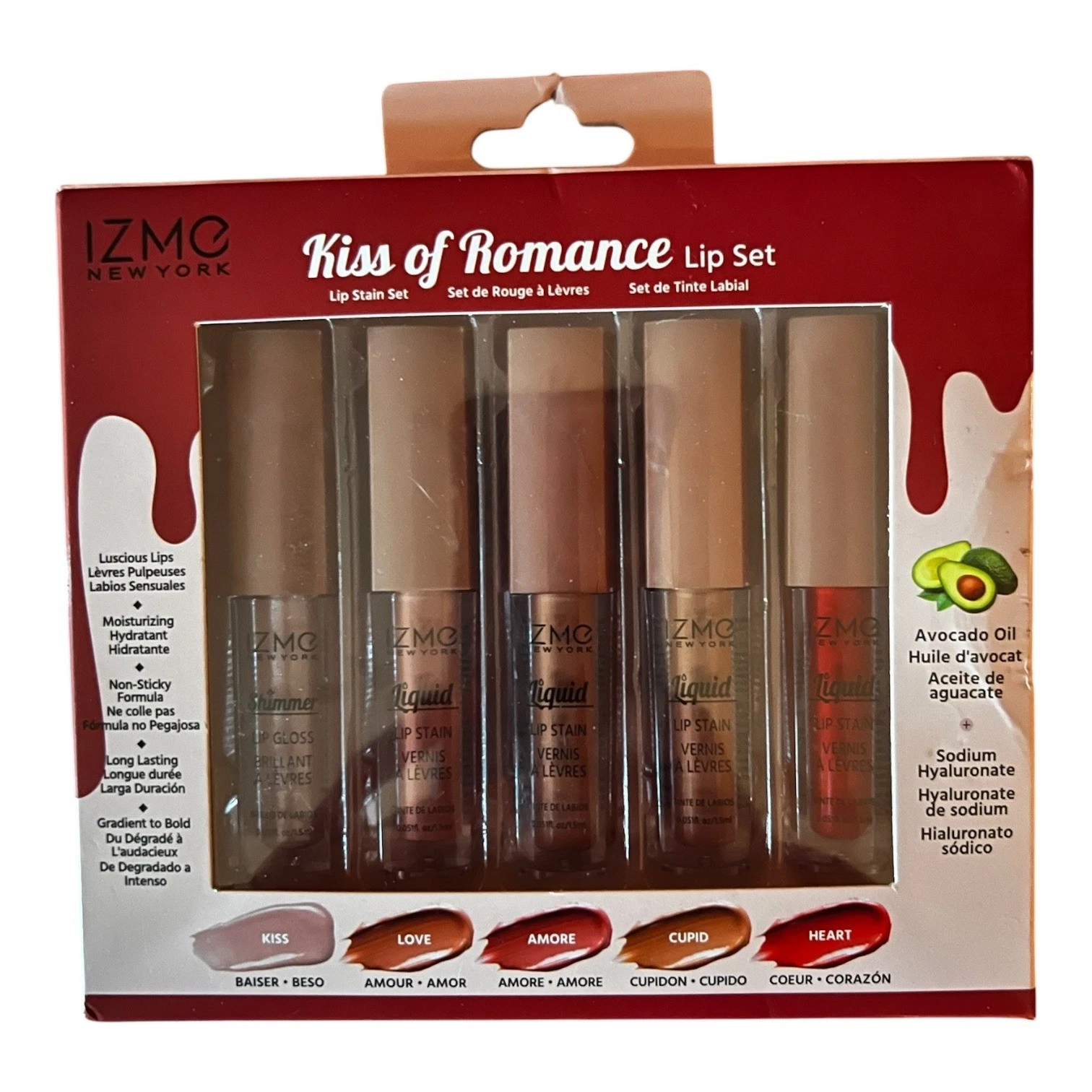 IZME New York Kiss of Romance 5 Piece Lip Stain and Shimmer Gloss Set IKRK01