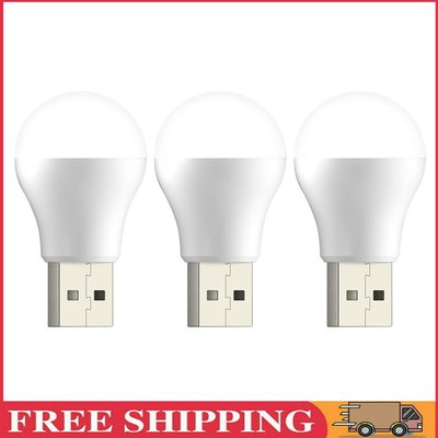 LED Night Light 6500K Mini USB Plug Lamp for Power Outage Emergency (3Pcs White)