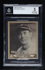 1940 Play Ball Steve Sundra (Regular Back) #122 BGS 5 0q3