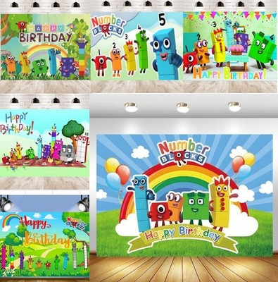 Numberblocks Backdrop Happy Birthday Party Photo Studio Background Banner Decor