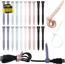 Silicone Zip Ties, Reusable Zip Ties, 20Pcs Rubber Cable Ties Straps for Wire Ma