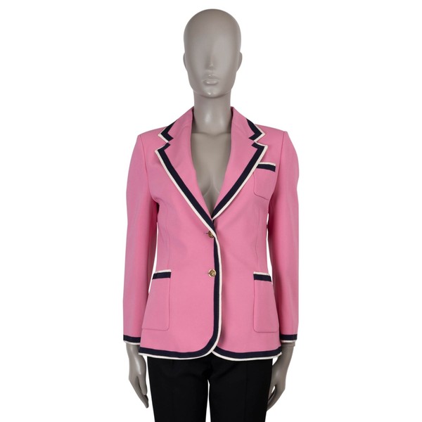 73612 Auth GUCCI Rosa Viskose 2019 Ripsband Krepp Blazer Jacke 42 M