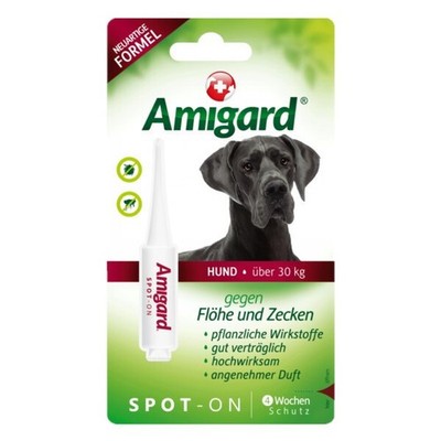 Amigard Spot On Hund über 30kg Flöhe Zecke natürliche Aktivstoffe hochwirksam