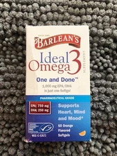# Barlean's Ideal Omega 3, 1,000mg EPA/DHA, 60 Orange Softgels, EXP 05/2026+