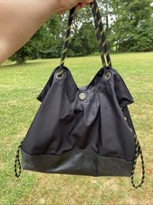 TORY BURCH Nylon And Leather Tote Black Adjustable Closure Strings Lightweight