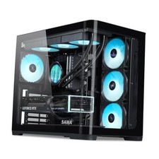 Mid Tower PC Case, Curved Tempered Glass Panel, 7 120mm ARGB PWM V60 Black