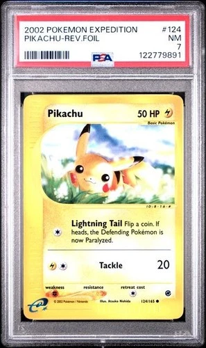 Pokemon PIKACHU 124/165 Reverse Holo (2002 Expedition) PSA 7