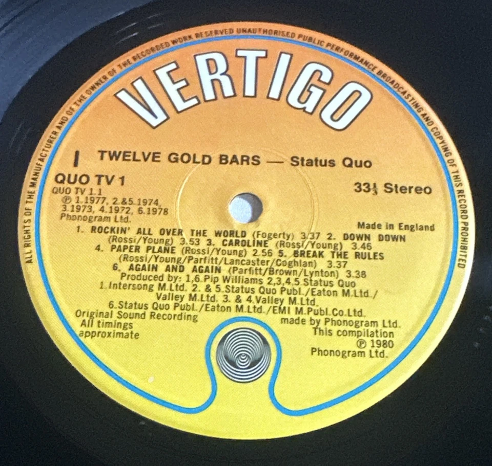 Status Quo-12 Gold Bars Volume 1+1-Vertigo-QUOTV2-Double-Lp Record EX / EX - Image 4 of 4