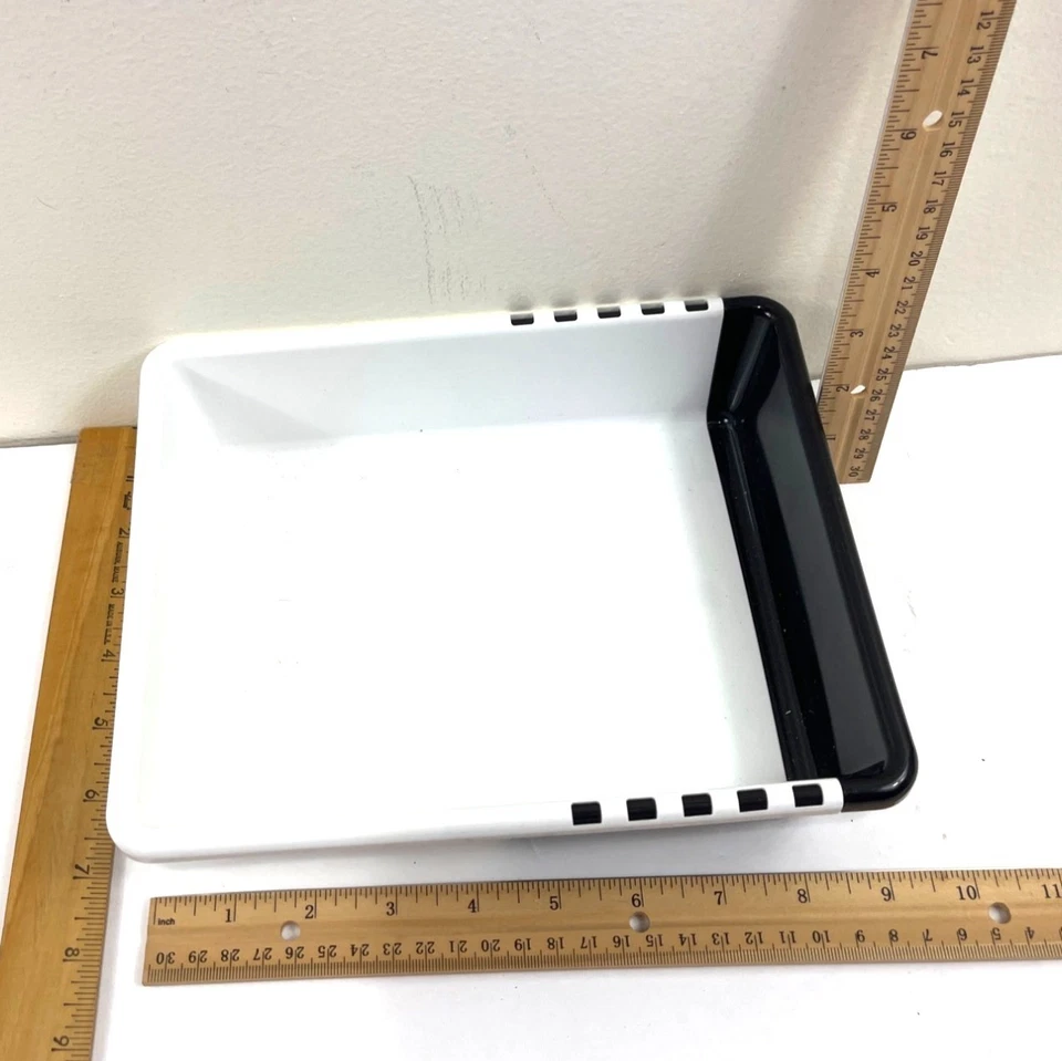 White & Black Plastic Storage Bin 10x7x3 Inches Home/Office Organization Durable - Image 2 of 4