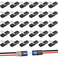 30PCS 2 Pin Wire Connectors Double Wire Plug in Connector, Low Voltage Quick ...