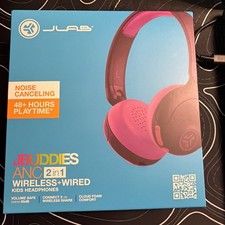 JLab JBuddies ANC 2 in 1 Wireless  Wired Kids Headphones - Pink