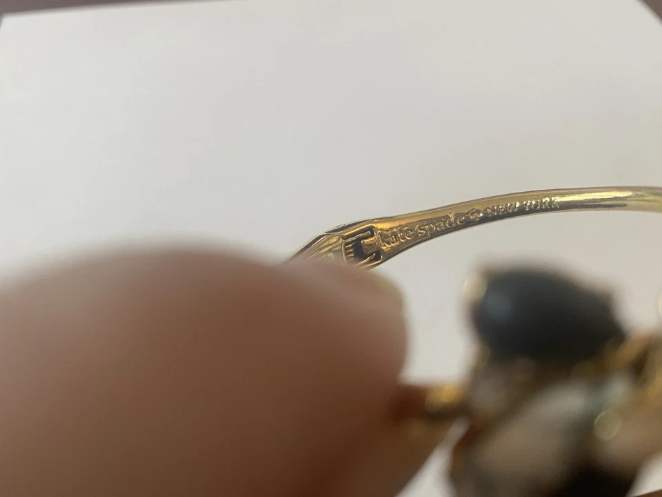 Kate Spade Gold Hinge Bangle Bracelet Crystal Gift Flower Floral Cuff - Image 3 of 3