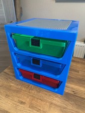 Official LEGO Blue 3-Drawer Storage Rack Trays Unit with Draws Organiser Table