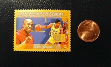 Magic Johnson vs Michael Jordan RARE 2009 Republique De Guinee Stamp WOW
