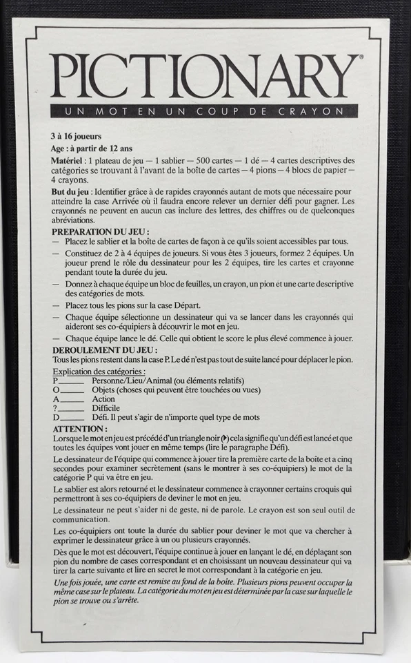 PICTIONARY JEU de société vintage Spiel aus Frankreich von Parker Komplett 1988 - Bild 4 von 4