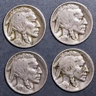 1919 - 1924 5C BUFFALO NICKELS (4) NO DUPS KM# 134 Grade: G to F   A7288