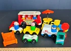 Vintage 1969 Fisher-Price Little People FP-141 Mini Bus & Figures Furniture Cars